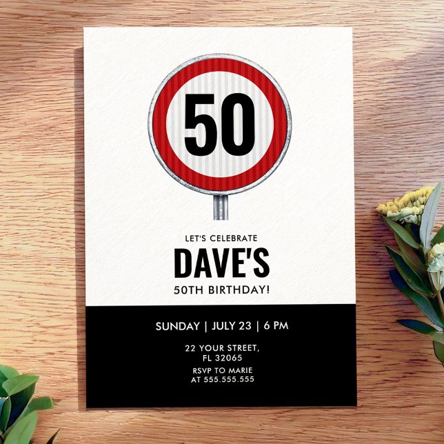50th Birthday Speed Limit Sign - ANY AGE Invitation (Creator Uploaded)