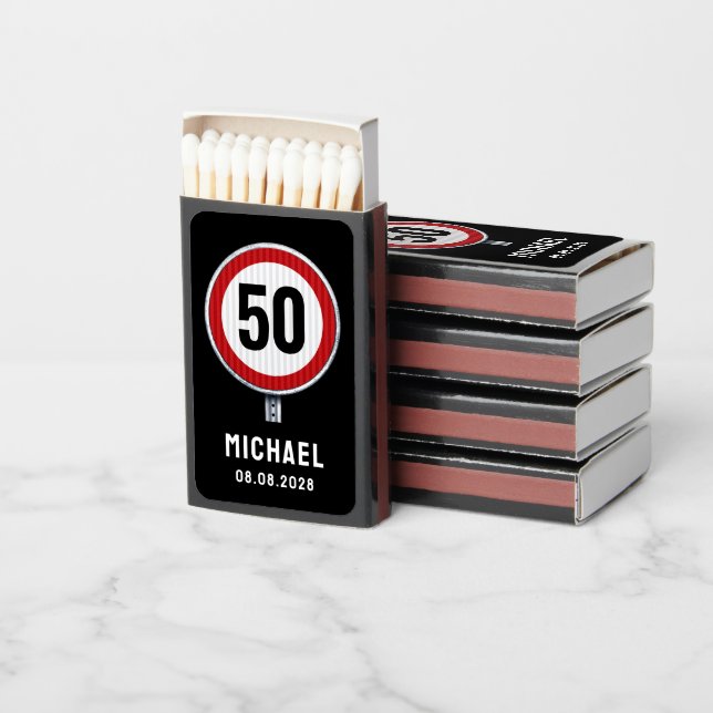 50th Birthday Speed Limit Sign - ANY AGE Matchboxes (Stacked)