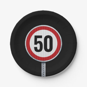 50th Birthday Speed Limit Sign - ANY AGE Paper Plates