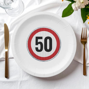 50th Birthday Speed Limit Sign - ANY AGE Paper Plates
