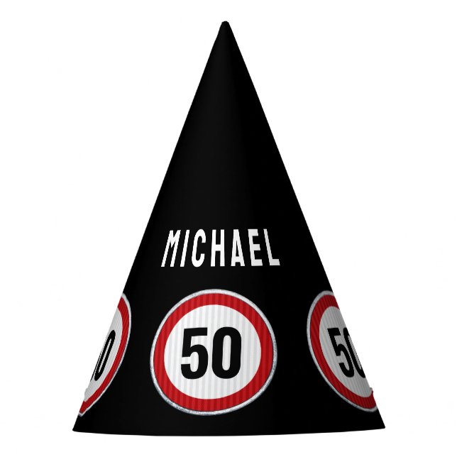 50th Birthday Speed Limit Sign - ANY AGE Party Hat (Front)
