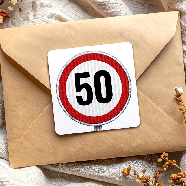 50th Birthday Speed Limit Sign - ANY AGE  Square Sticker (Creator Uploaded)