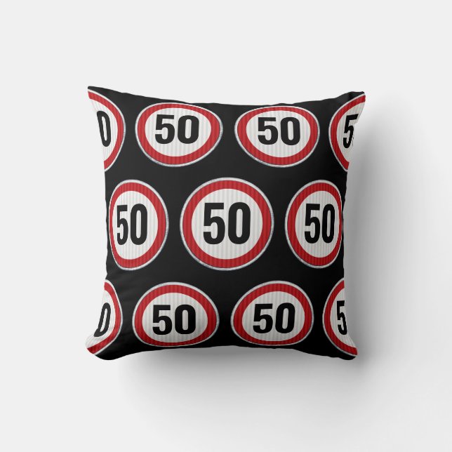 50th Birthday Speed Limit Sign - ANY AGE Throw Pillow (Front)