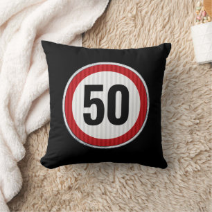 50th Birthday Speed Limit Sign - ANY AGE Throw Pillow