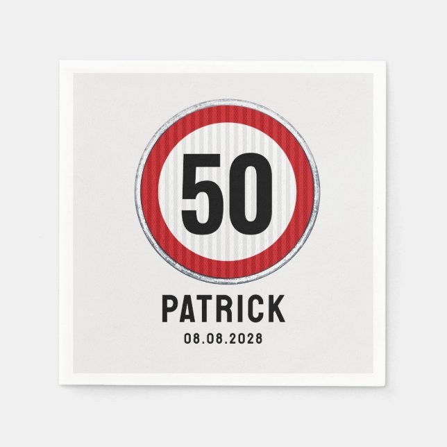 50th Birthday Speed Limit Sign Napkins (Front)