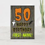 [ Thumbnail: 50th Birthday: Spooky Halloween Theme, Custom Name Card ]