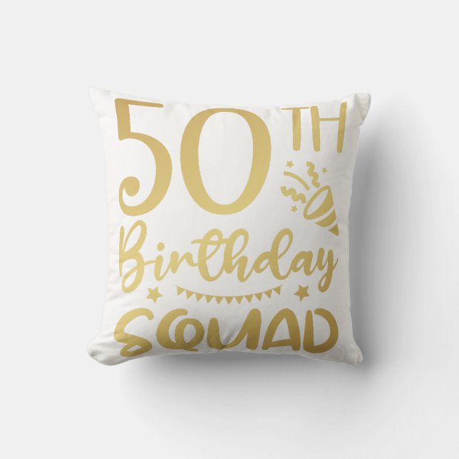 50th Birthday Squad 50 Party Crew Throw Pillow (Front)