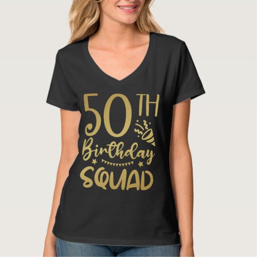 50th Birthday Squad 50 Party Crew Women V_Neck T_Shirt