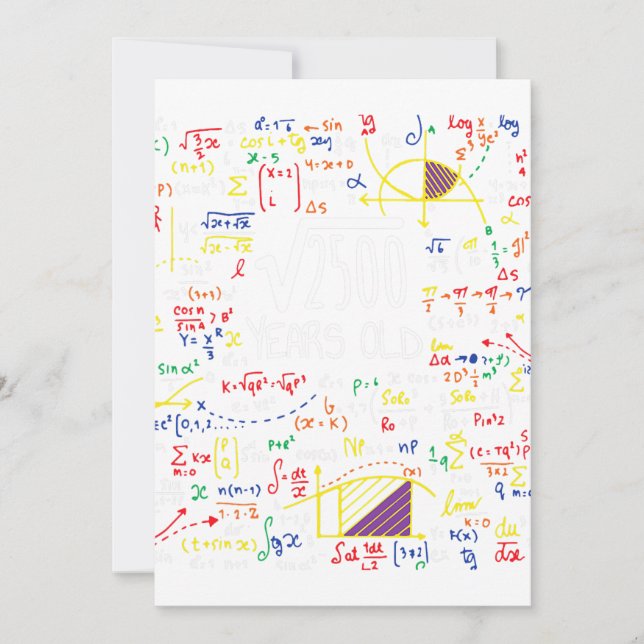 50th Birthday Square Root Of 2500 50 Years Old Mat Invitation (Front)