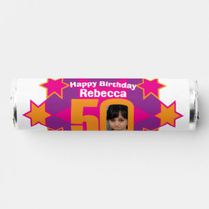 50th birthday star purple pink yellow photo breath savers® mints