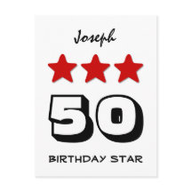 50th Birthday Star Red Black and White Z513