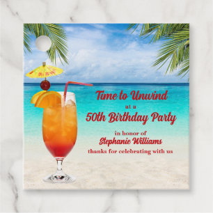 50th Birthday Summer Cocktail Beach Party Favor Tags