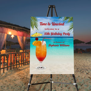 50th Birthday Summer Cocktail Beach Party Foam Board