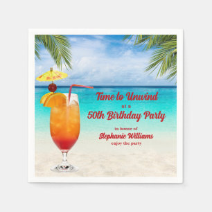 50th Birthday Summer Cocktail Beach Party Napkins