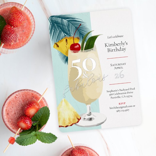 50th Birthday Summer Green Cocktail Party   Foil Invitation (Creator Uploaded)