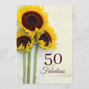 50th Birthday Sunflower Rustic   Invitation