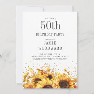 50th Birthday Sunflowers Invitation