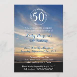 50th Birthday Sunset Beach Invitation Template