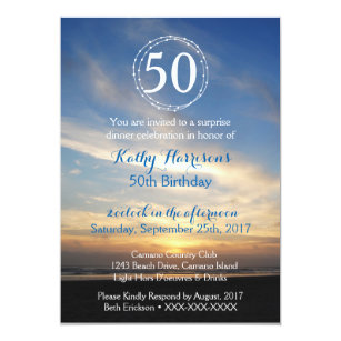 beach 50th birthday invitations zazzle