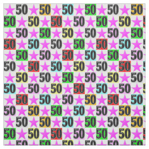 50TH BIRTHDAY SUPER STAR FABRIC