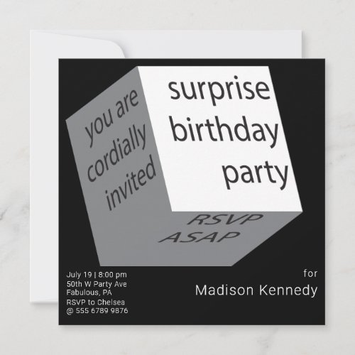 50th Birthday Surprise Party Geometric Cube Invitation