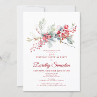 50th Birthday Surprise Party Greenery Red Berry