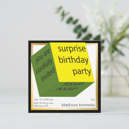 50th Birthday Surprise Party New Geometric Cube Invitation | Zazzle