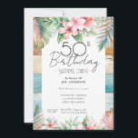 50th Birthday Surprise Party Tropical  Invitation<br><div class="desc">Tropical Floral and Beach wood Fun Design template design. Adjustable for the tropical adult birthday party,  just change the text invitations. Digital Download printable invite</div>