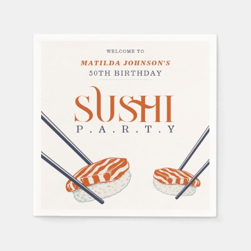 50th Birthday Sushi Party Simple Retro Napkins