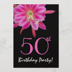 50th Birthday Template Pink Flower