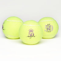 50th Birthday Tennis Court Queen Personalized Tennis Balls