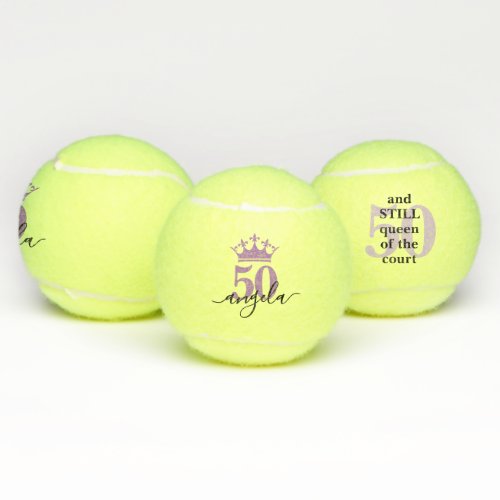 50th Birthday Tennis Court Queen Personalized Tennis Balls