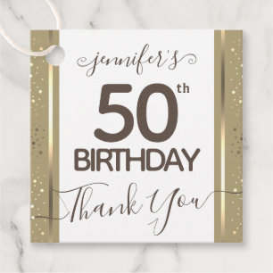 50th Birthday Thank You Gold Elegant Script Favor Tags