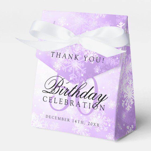 50th Birthday Thank You Purple Winter Wonderland Favor Boxes (Front Side)