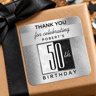 50th Birthday Thank You Square Sticker