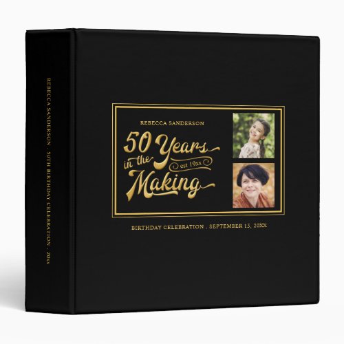 50th Birthday Then  Now Photos Retro Photo Album 3 Ring Binder