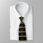 50th Birthday Tie Black, Silver And Gold at Zazzle