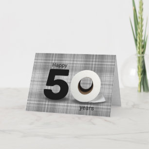 50th birthday toilet paper roll on plaid card
