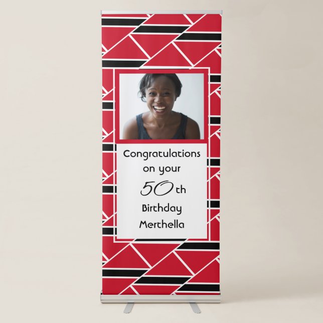 50th Birthday TRINIDAD TOBAGO FLAG Custom Photo Retractable Banner (Front)