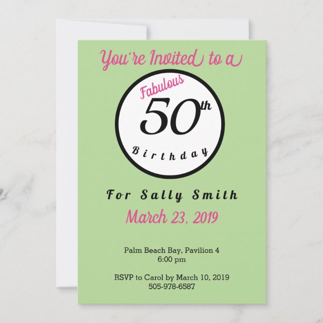 50th Birthday Tropical Theme Invitation (Front)