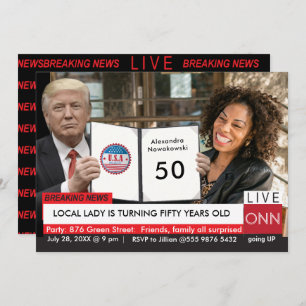 50th Birthday Trump Women's Funny TV News Invitation