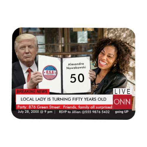 50th Birthday Trump Womens Funny TV News Magnet