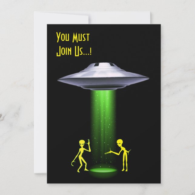 50th Birthday 👽 UFO Alien Abduction Party Invitation (Front)