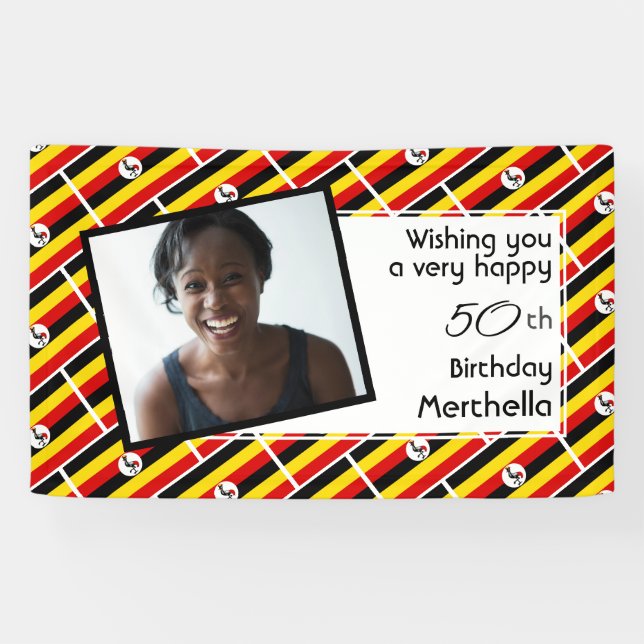 50th Birthday UGANDA FLAG Custom Photo Banner (Horizontal)