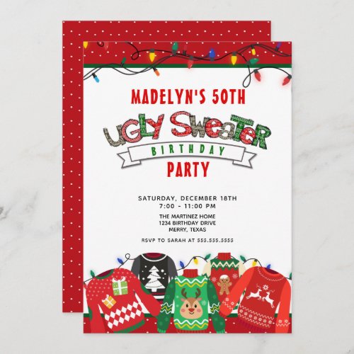 50th Birthday Ugly Sweater Party Invitation