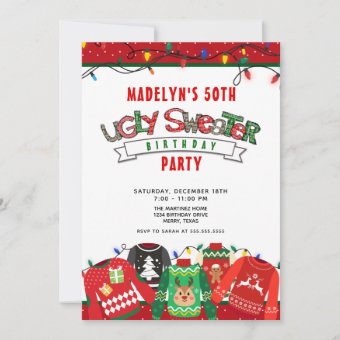 50th Birthday Ugly Sweater Party Invitation | Zazzle