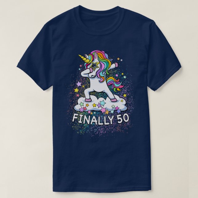 50th birthday unicorn cool dabbing  T-Shirt (Design Front)