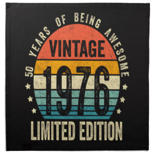 50th Birthday Vintage 1976 Limited Edition Cloth Napkin