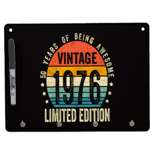 50th Birthday Vintage 1976 Limited Edition  Dry Erase Board With Keychain Holder