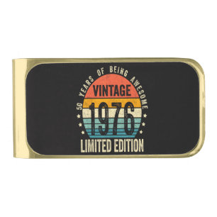 50th Birthday Vintage 1976 Limited Edition Gold Finish Money Clip